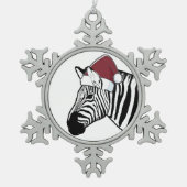Zebra Santa Decoration Tin Sneeuwvlok Ornament (Voorkant)