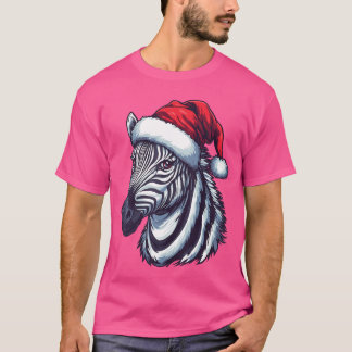 Zebra Santa Hat Funny Xmas Zebra Lovers Christmas  T-shirt