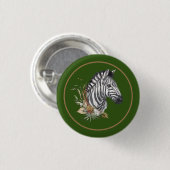 Zebra savannabloemen waterverf illustratie ronde button 3,2 cm (Voorkant /achterkant)