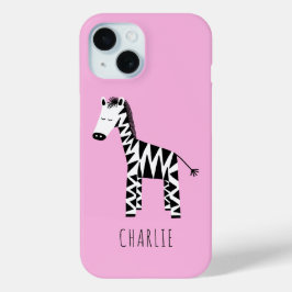 Zebra schattig kinder iPhone 15 case