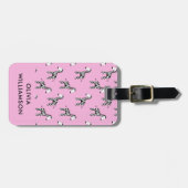 Zebra schattige kinderen roze bagagelabel (Voorkant horizontaal)