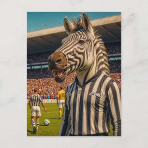 Zebra scheidsrechter bij een voetbalwedstrijd briefkaart