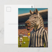 Zebra scheidsrechter bij een voetbalwedstrijd briefkaart (Voorkant / Achterkant)