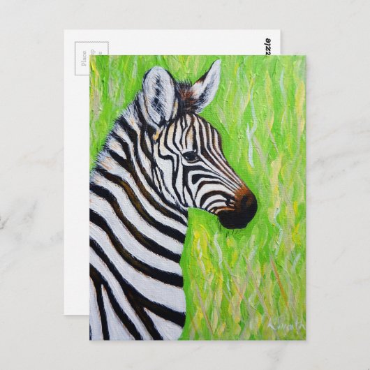 Zebra schilderen briefkaart (Voorkant / Achterkant)
