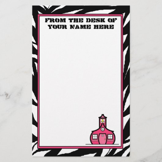 Zebra Schoolhouse Stationery Briefpapier (Voorkant)