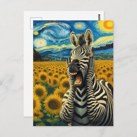 Zebra Screams in Zonnebloemenveld Briefkaart (Voorkant / Achterkant)