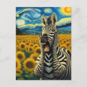 Zebra Screams in Zonnebloemenveld Briefkaart (Voorkant)