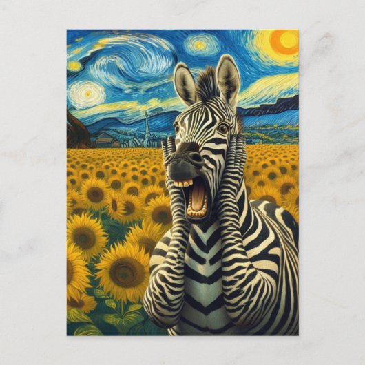 Zebra Screams in Zonnebloemenveld Briefkaart (Voorkant)