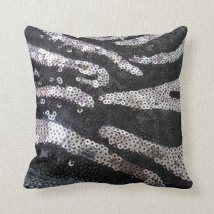 Zebra Sequin Black en Silver Pillow Kussen