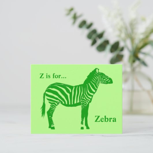 Zebra - Shades of Lime Green Briefkaart (Staand voorkant)