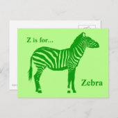 Zebra - Shades of Lime Green Briefkaart (Voorkant / Achterkant)