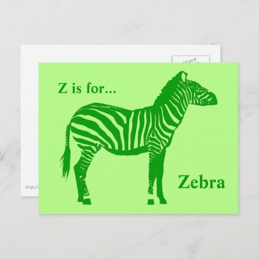 Zebra - Shades of Lime Green Briefkaart (Voorkant / Achterkant)