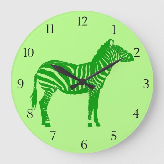 Zebra - Shades of Lime Green Grote Klok (Voorkant)