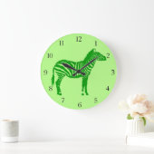 Zebra - Shades of Lime Green Grote Klok (Huis)