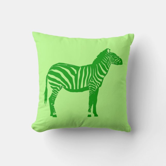 Zebra - Shades of Lime Green Kussen (Voorkant)