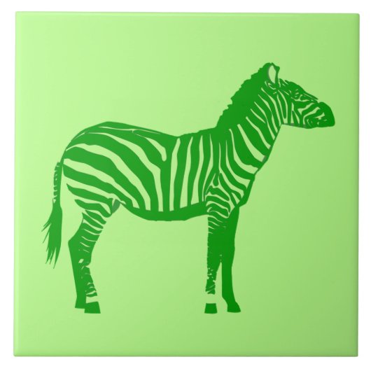 Zebra - Shades of Lime Green Tegeltje (Voorkant)
