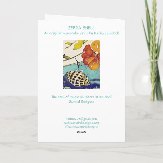 Zebra Shell Wenskaart Kaart (Achterkant)