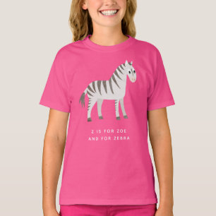 Zebra Shirt voor klein meisje met aangepaste tekst