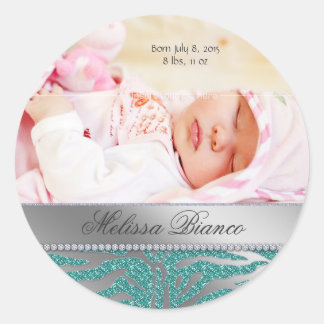 Zebra Sieraden Baby Meisje Sticker Zilver Blauwgro