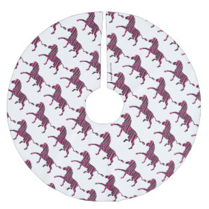 Zebra Silhouet Zwart en Hot Roze Print Kerstboom Rok