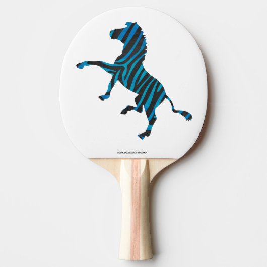 Zebra Silhouette Black en Blue Design Tafeltennisbatje (Voorkant)