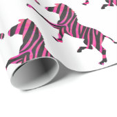 Zebra Silhouette Black en Hot Pink Print Cadeaupapier (Rol Hoek)