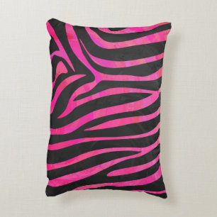 Zebra Silhouette Black en Hot Pink Print Decoratief Kussen
