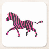 Zebra Silhouette Black en Hot Pink Print Kartonnen Onderzetters (Voorkant)