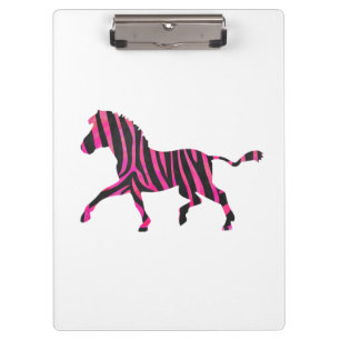 Zebra Silhouette Black en Hot Pink Print Klembord