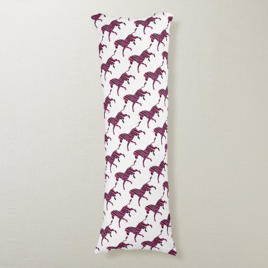 Zebra Silhouette Black en Hot Pink Print Lichaamskussen (Voorkant Verticaal)