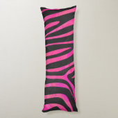 Zebra Silhouette Black en Hot Pink Print Lichaamskussen (Achterkant (Verticaal))
