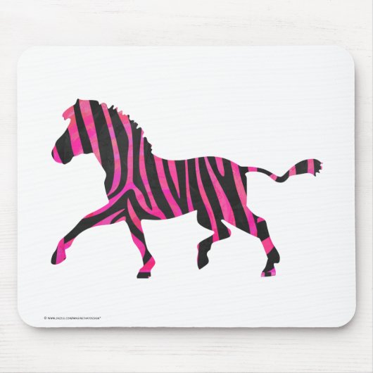 Zebra Silhouette Black en Hot Pink Print Muismat (Voorkant)