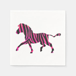 Zebra Silhouette Black en Hot Pink Print Servetten