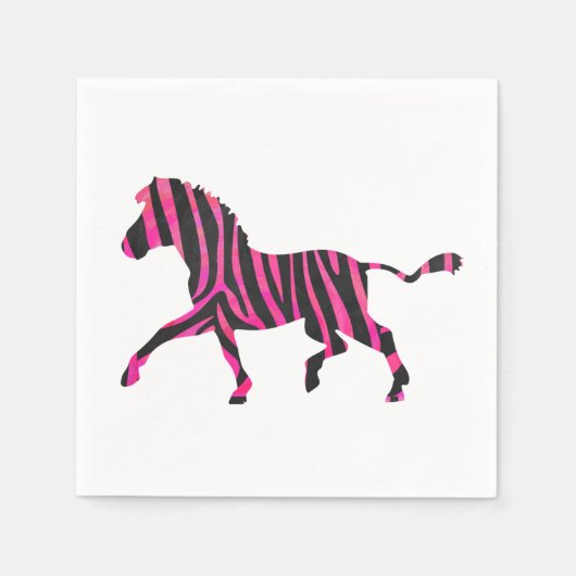 Zebra Silhouette Black en Hot Pink Print Servetten (Voorkant)