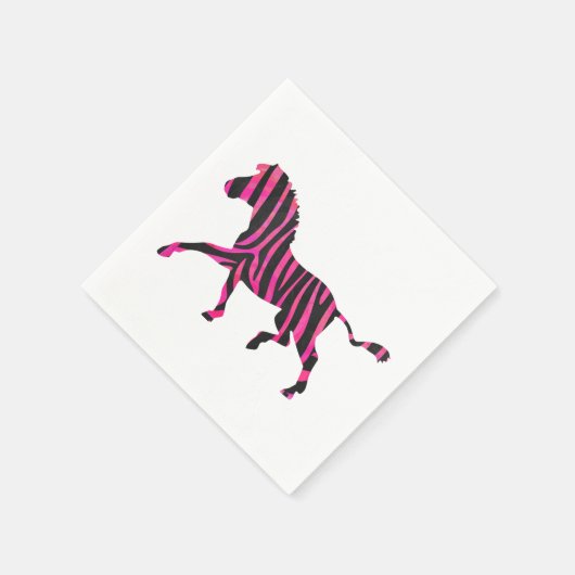 Zebra Silhouette Black en Hot Pink Print Servetten (Hoek)