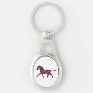 Zebra Silhouette Black en Hot Pink Print Sleutelhanger