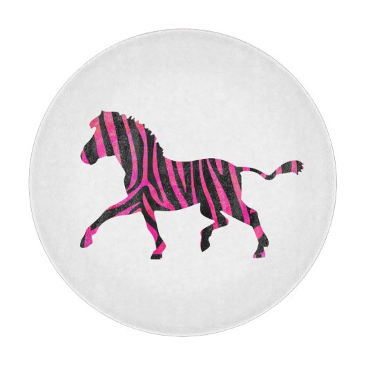 Zebra Silhouette Black en Hot Pink Print Snijplank (Voorkant)