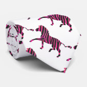 Zebra Silhouette Black en Hot Pink Print Stropdas (Opgerold)