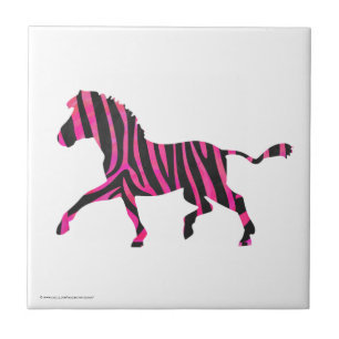 Zebra Silhouette Black en Hot Pink Print Tegeltje