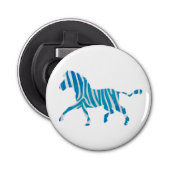 Zebra Silhouette Blue en White Button Flesopener (Voorkant)