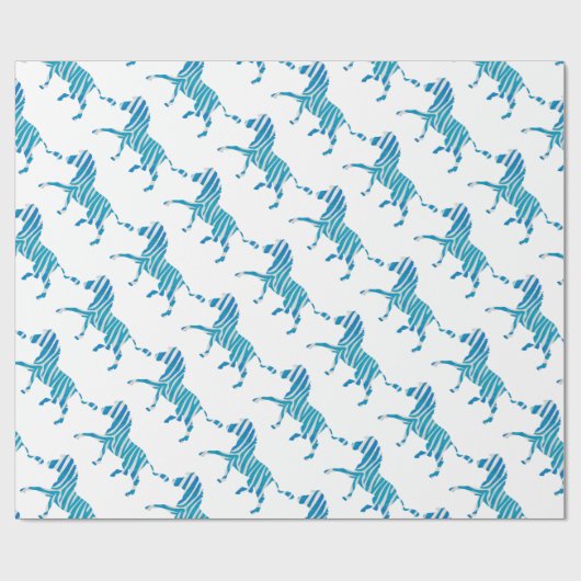 Zebra Silhouette Blue en White Cadeaupapier (Vlak)