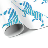 Zebra Silhouette Blue en White Cadeaupapier (Rol Hoek)