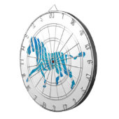 Zebra Silhouette Blue en White Dartbord (Voorkant Rechts)