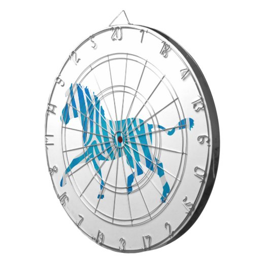 Zebra Silhouette Blue en White Dartbord (Voorkant Rechts)
