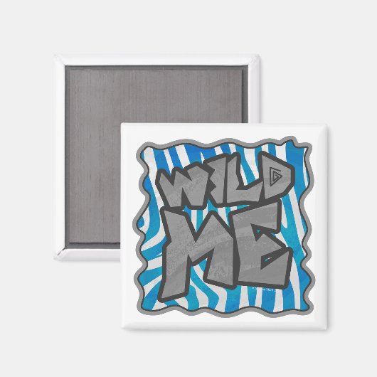 Zebra Silhouette Blue en White Design Magneet (Voorkant / Achterkant)