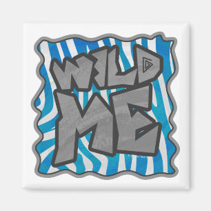 Zebra Silhouette Blue en White Design Magneet