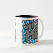 Zebra Silhouette Blue en White Design Tweekleurige Koffiemok (Voorkant rechts)