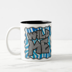 Zebra Silhouette Blue en White Design Tweekleurige Koffiemok