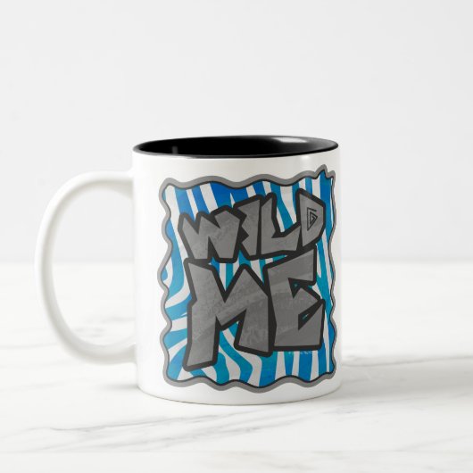 Zebra Silhouette Blue en White Design Tweekleurige Koffiemok (Links)