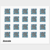 Zebra Silhouette Blue en White Design Vierkante Sticker (Vel)